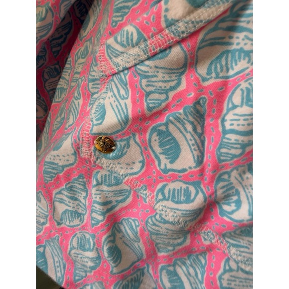 Lilly Pulitzer Shirt Size M Pink Blue Shell Print Little Tipsy Skipper Top - Picture 3 of 8